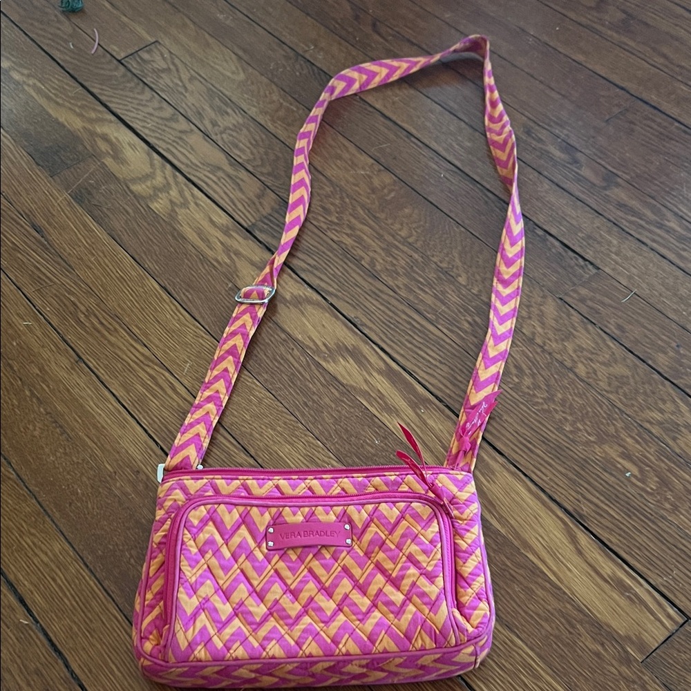 Vera Bradley Pink and Orange Chevron Crossbody Bag